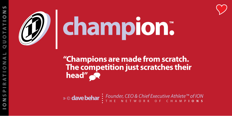 A red background with the word champion written in white.