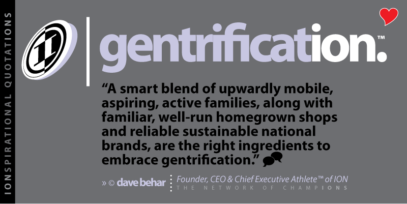 A picture of the word gentrification with an advertisement.