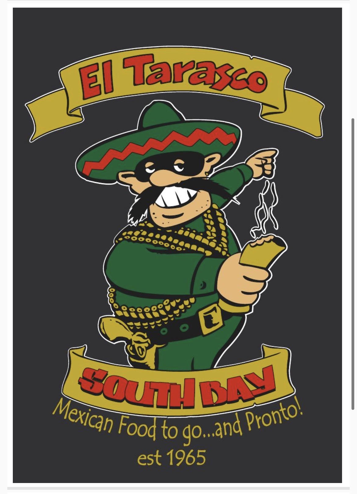 A drawing of a man wearing a sombrero and holding a chain.