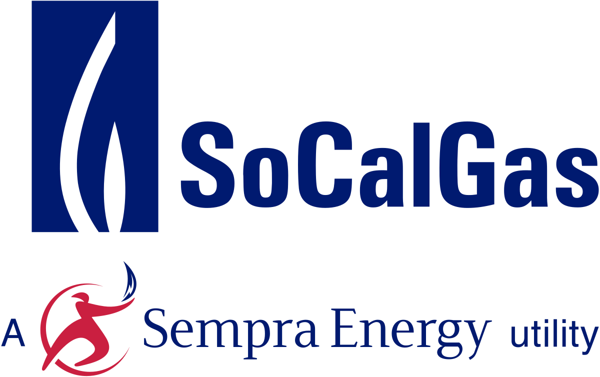 A black and blue logo for socalgas.