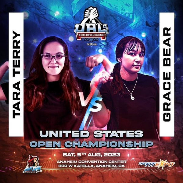 A poster of two people fighting in front of the united states.