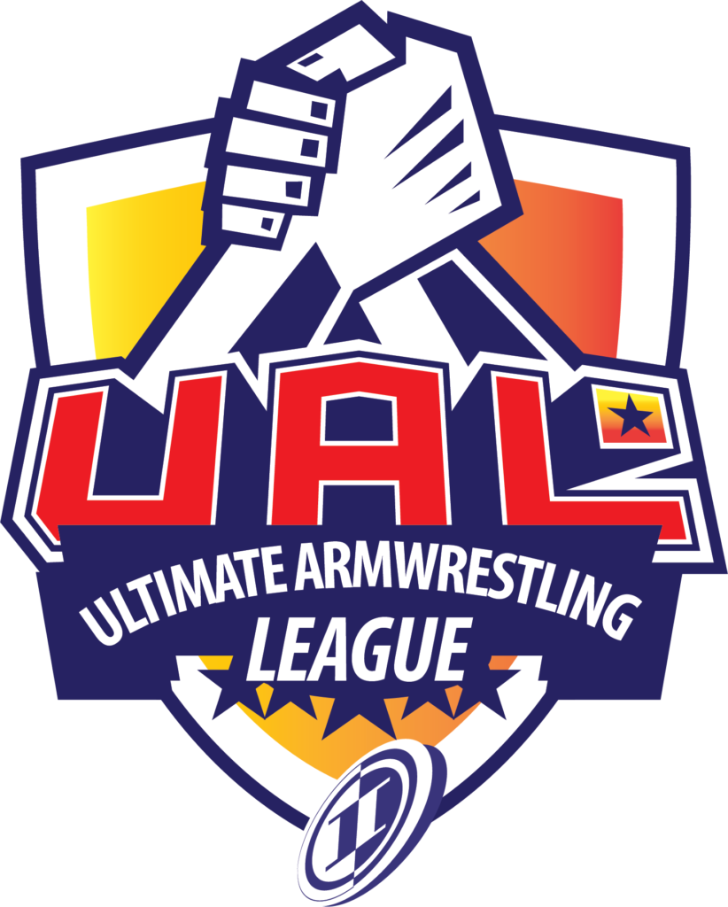 A logo for the ultimate armwrestling league.